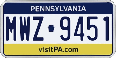 PA license plate MWZ9451