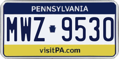 PA license plate MWZ9530