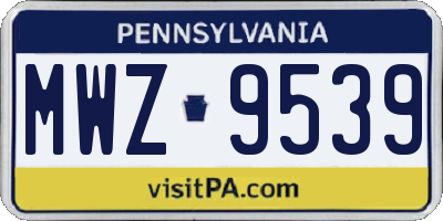 PA license plate MWZ9539