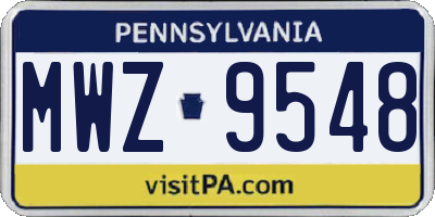 PA license plate MWZ9548