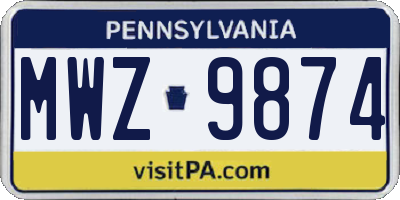 PA license plate MWZ9874