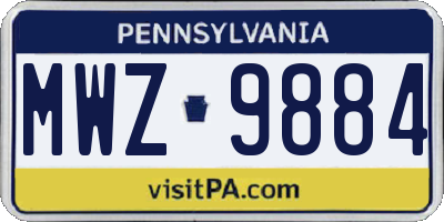 PA license plate MWZ9884