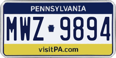 PA license plate MWZ9894