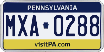 PA license plate MXA0288