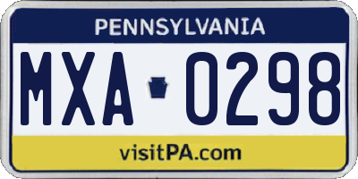 PA license plate MXA0298