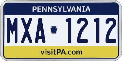 PA license plate MXA1212