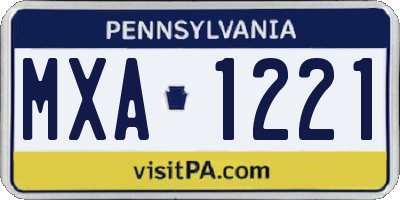 PA license plate MXA1221