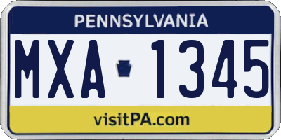 PA license plate MXA1345