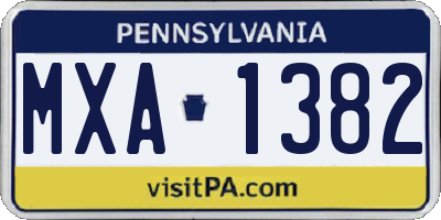 PA license plate MXA1382