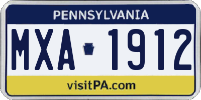PA license plate MXA1912