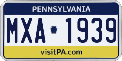 PA license plate MXA1939
