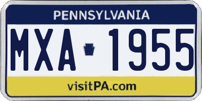 PA license plate MXA1955