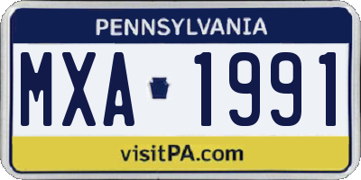 PA license plate MXA1991