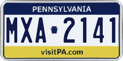 PA license plate MXA2141