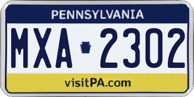 PA license plate MXA2302