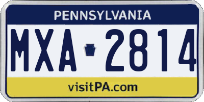 PA license plate MXA2814