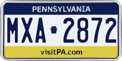 PA license plate MXA2872