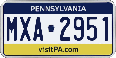 PA license plate MXA2951