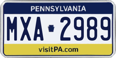 PA license plate MXA2989