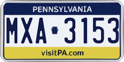 PA license plate MXA3153