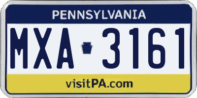 PA license plate MXA3161