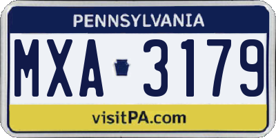 PA license plate MXA3179