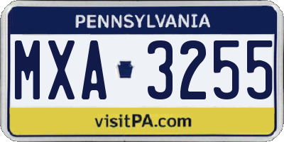 PA license plate MXA3255