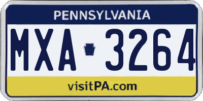 PA license plate MXA3264