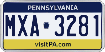 PA license plate MXA3281