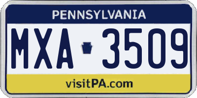 PA license plate MXA3509