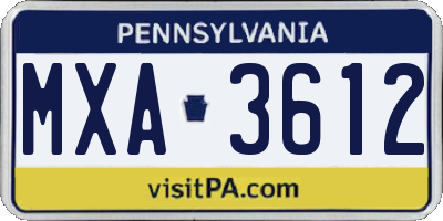 PA license plate MXA3612