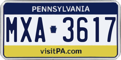PA license plate MXA3617
