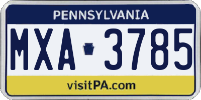PA license plate MXA3785