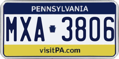 PA license plate MXA3806