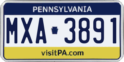 PA license plate MXA3891