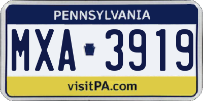 PA license plate MXA3919