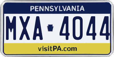 PA license plate MXA4044