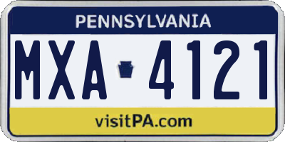 PA license plate MXA4121