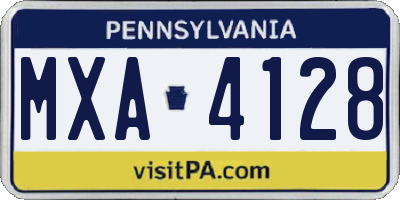 PA license plate MXA4128