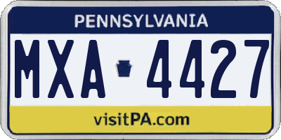 PA license plate MXA4427