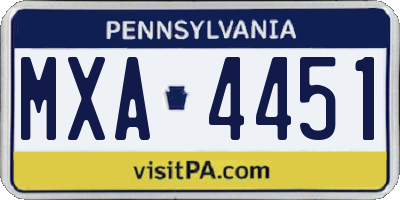 PA license plate MXA4451
