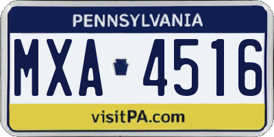 PA license plate MXA4516