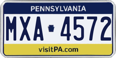 PA license plate MXA4572