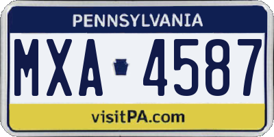 PA license plate MXA4587