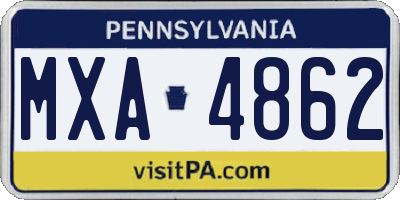 PA license plate MXA4862