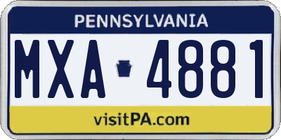 PA license plate MXA4881
