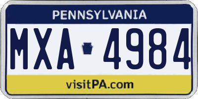 PA license plate MXA4984