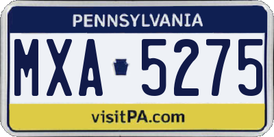 PA license plate MXA5275