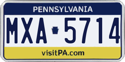 PA license plate MXA5714