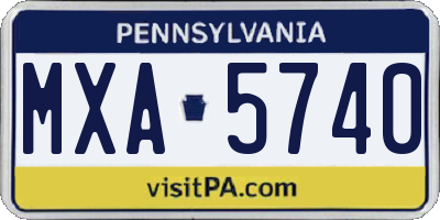 PA license plate MXA5740